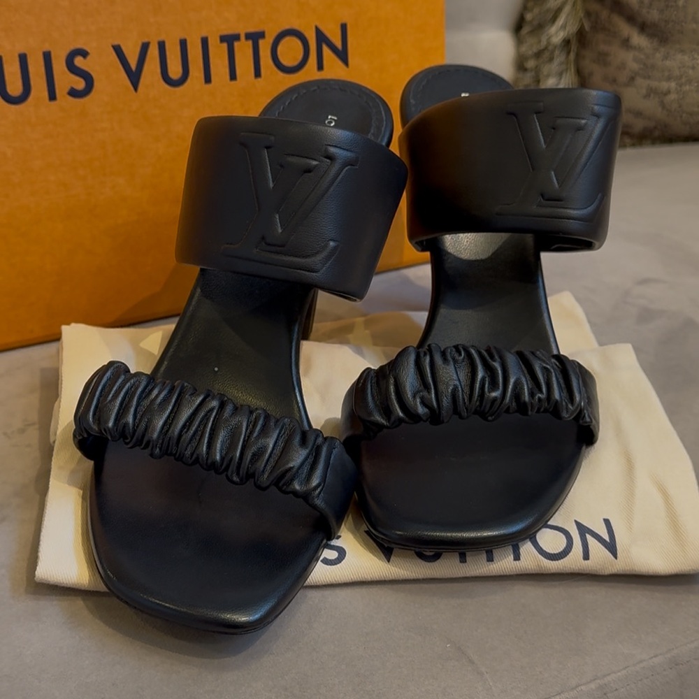 Louis Vuitton Black Heeled Mules